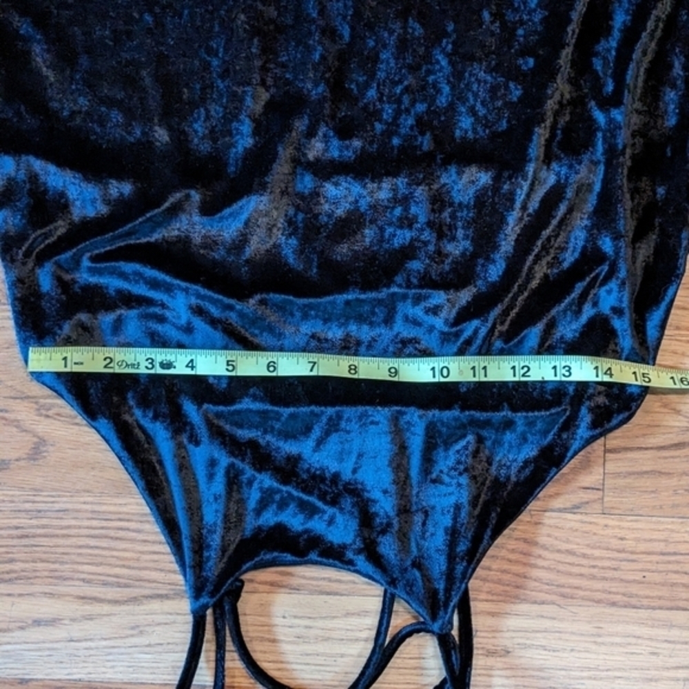 Alter'd State Small Black Crushed Velvet Spaghetti Strap Short Dress - Picture 5 of 9